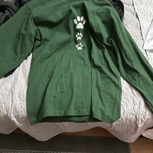 Green Dog Paw Print Long Sleeve Shirt